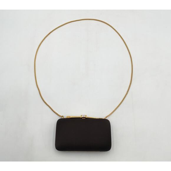 Vintage Rodo Italy Brown Satin Evening Clutch Purse w/Chain Strap - Picture 8 of 8